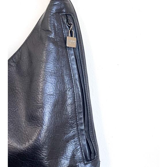 Perlina New York Black Soft Leather Hobo Shoulder Bag Purse Handbag - Picture 5 of 8